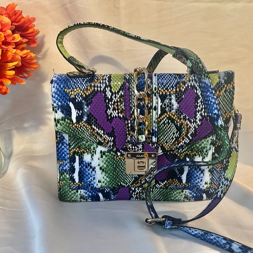 Aldo Snake Print Multi Colored Handbag